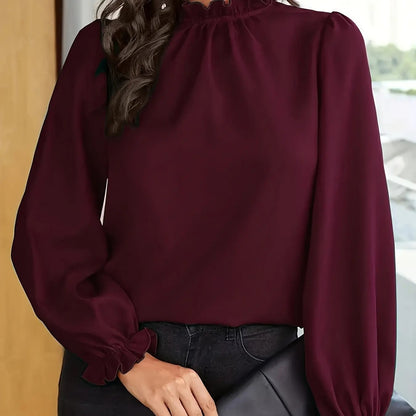Women’s Ruffle-Collar Puff-Sleeve Blouse