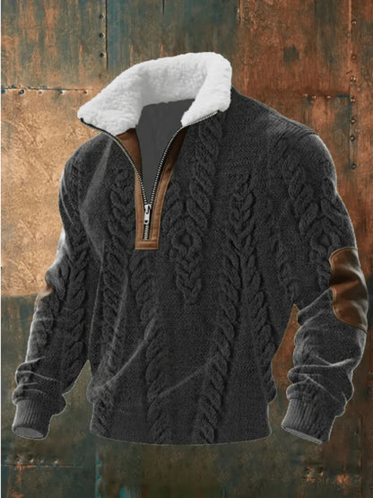 Men’s Textured Half Zip Casual Sweater