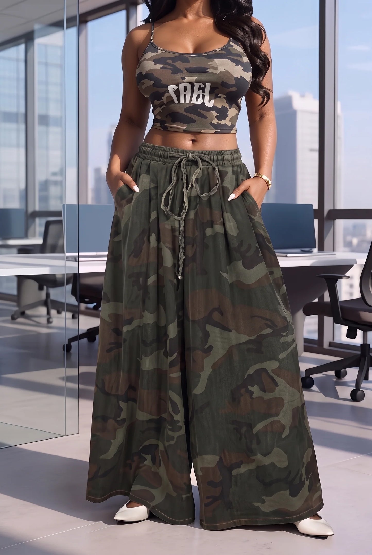 Women’s Drawstring Wide-Leg Trousers