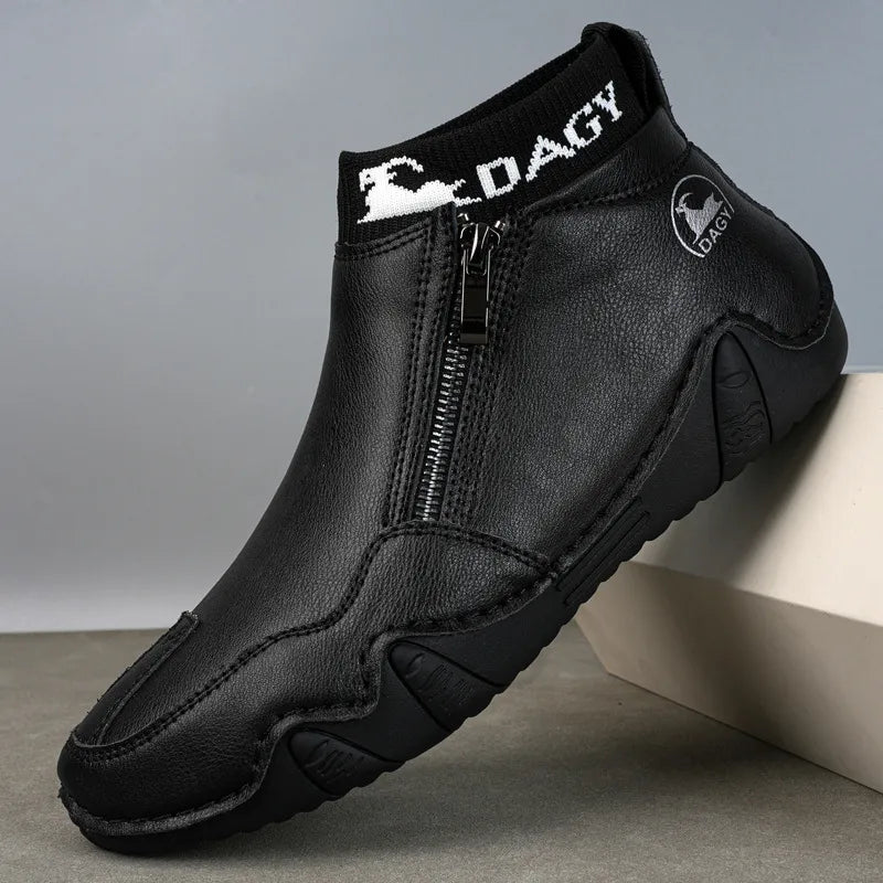 Men's Lightweight Leather-Look Side-Zip Work Boots