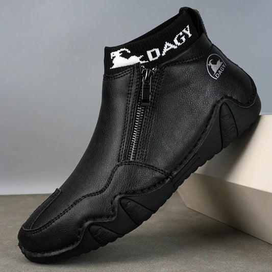 Men's Lightweight Leather-Look Side-Zip Work Boots
