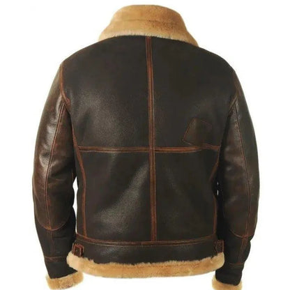 Men's Autumn & Winter Brown Lapel Zipper Pocket Leather-Look Jacket