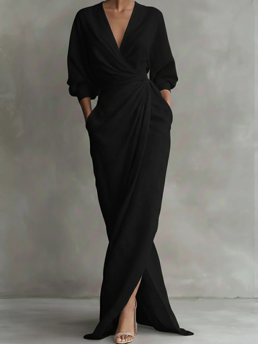 Women’s Linen Cotton Wrap Style Extra Long Dress
