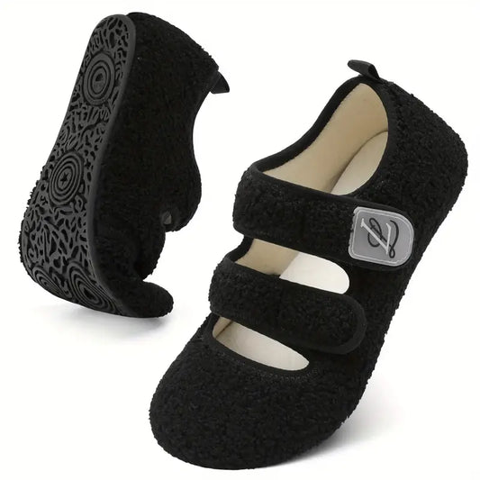 Women's Wide Rubber Sole Slippers, Soft-Lightweight House Shoes