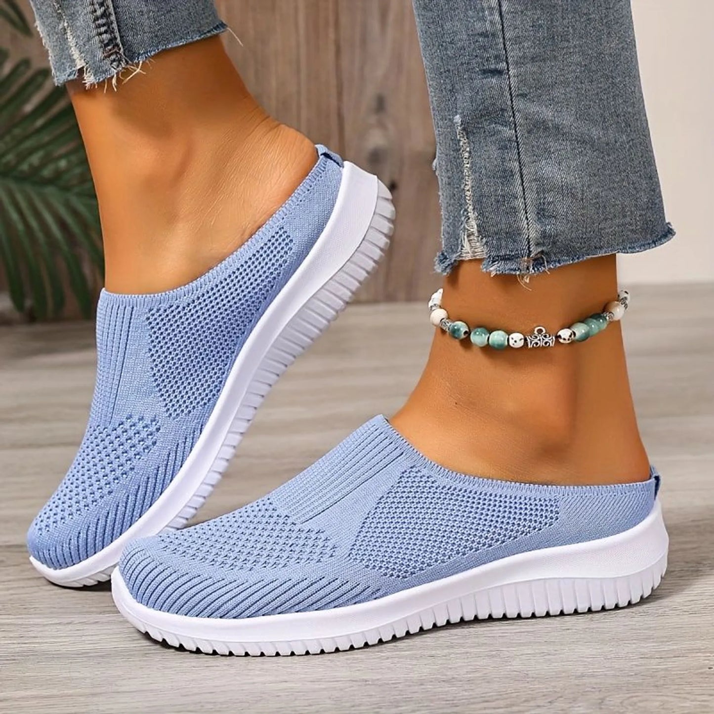 Women’s Breathable Knit Slip-On Walking Trainers