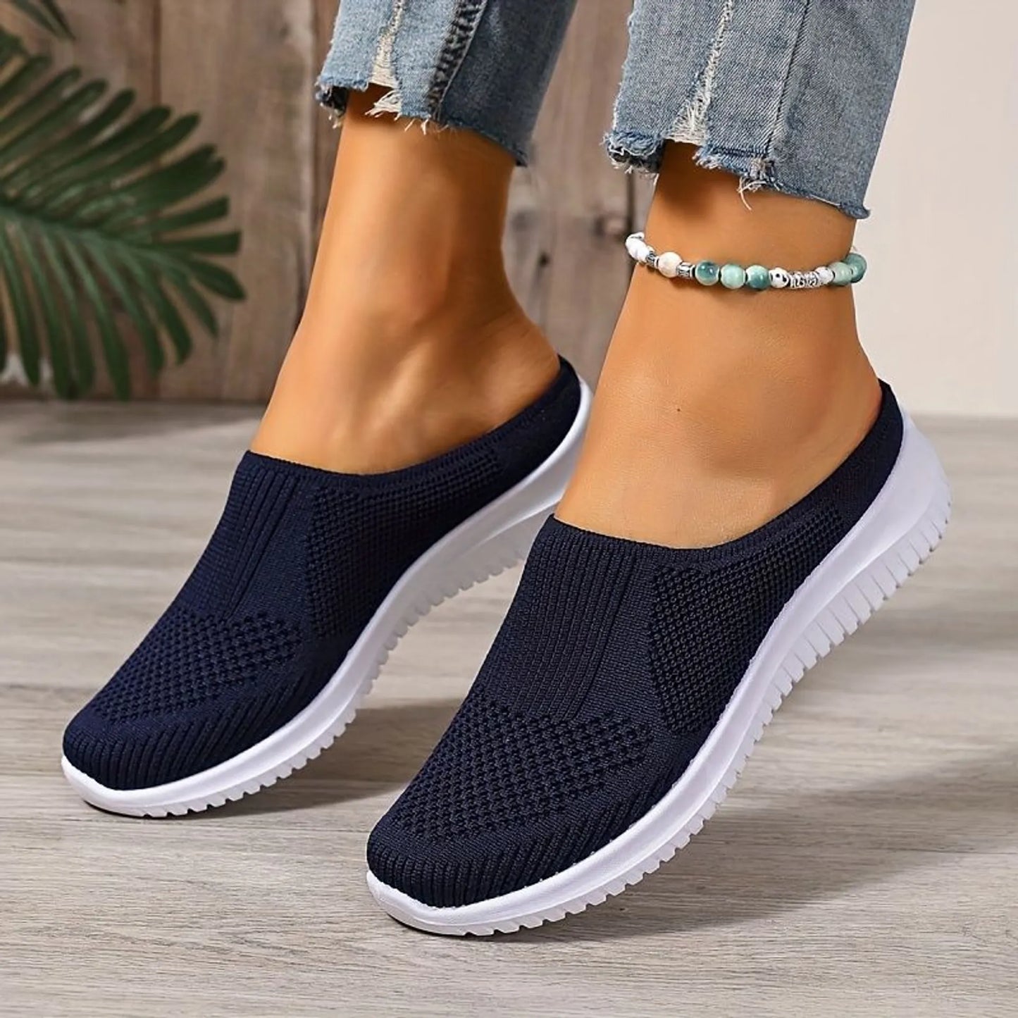 Women’s Breathable Knit Slip-On Walking Trainers