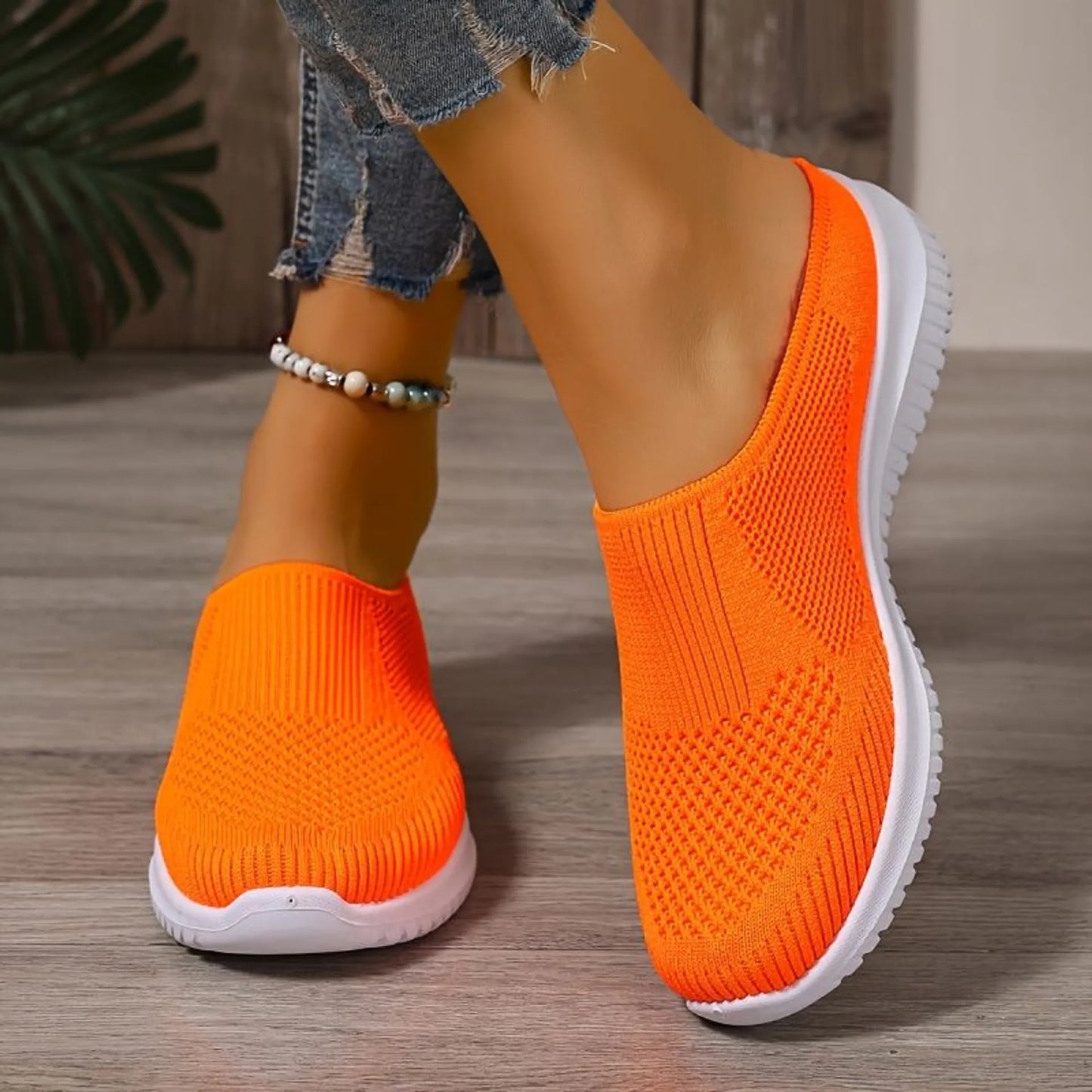Women’s Breathable Knit Slip-On Walking Trainers