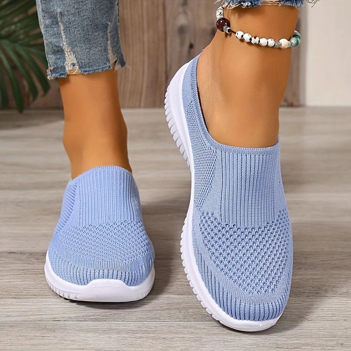 Women’s Breathable Knit Slip-On Walking Trainers