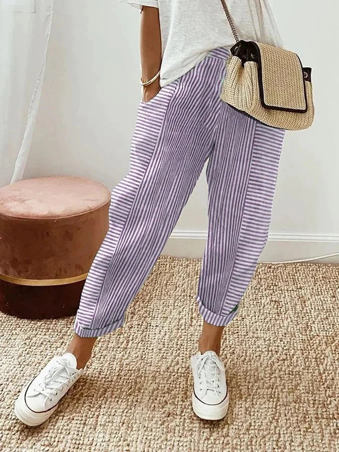 Women’s Lightweight Striped Drawstring Trousers