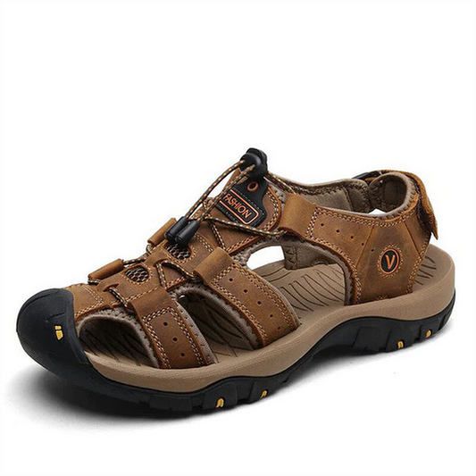 Men's Rubber Toe Cap Leather-Look Breathable Water Sandals Shoes