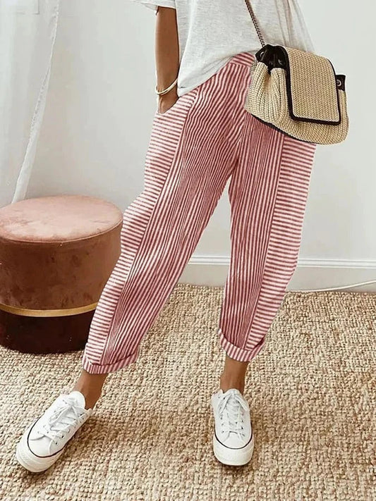 Women’s Lightweight Striped Drawstring Trousers