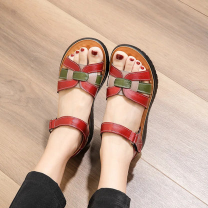 Thick sole with soft bottom casual leather-look sandals