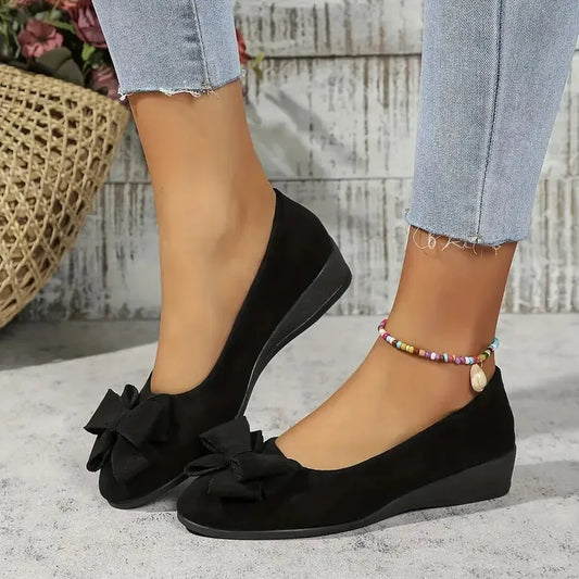 Bowknot Decor Wedge Heeled Loafers