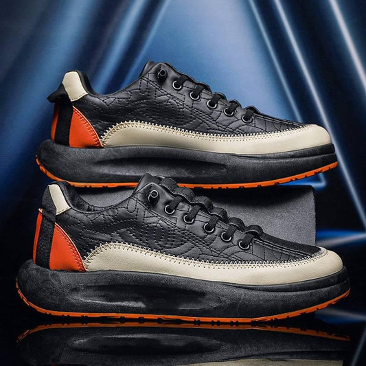 Leather-Look Men's Casual Shoes with Thick Soles