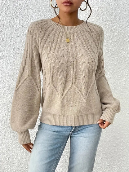 Women’s Cable Knit Lantern Sleeve Sweater
