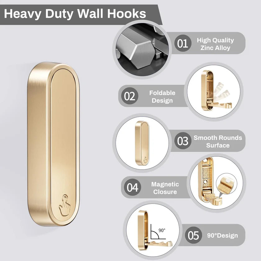 Foldable Wall-Mounted Coat Hook with 90° Drop-Down Design