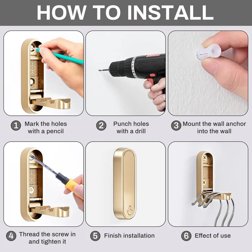 Foldable Wall-Mounted Coat Hook with 90° Drop-Down Design