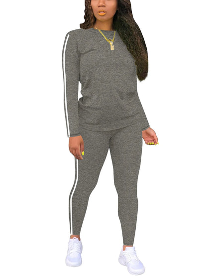 Women’s Striped Knit Long Sleeve Top & Trousers Co-Ord Set