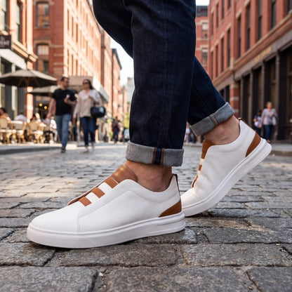 Men’s Leather-Look Casual Slip-On Trainers