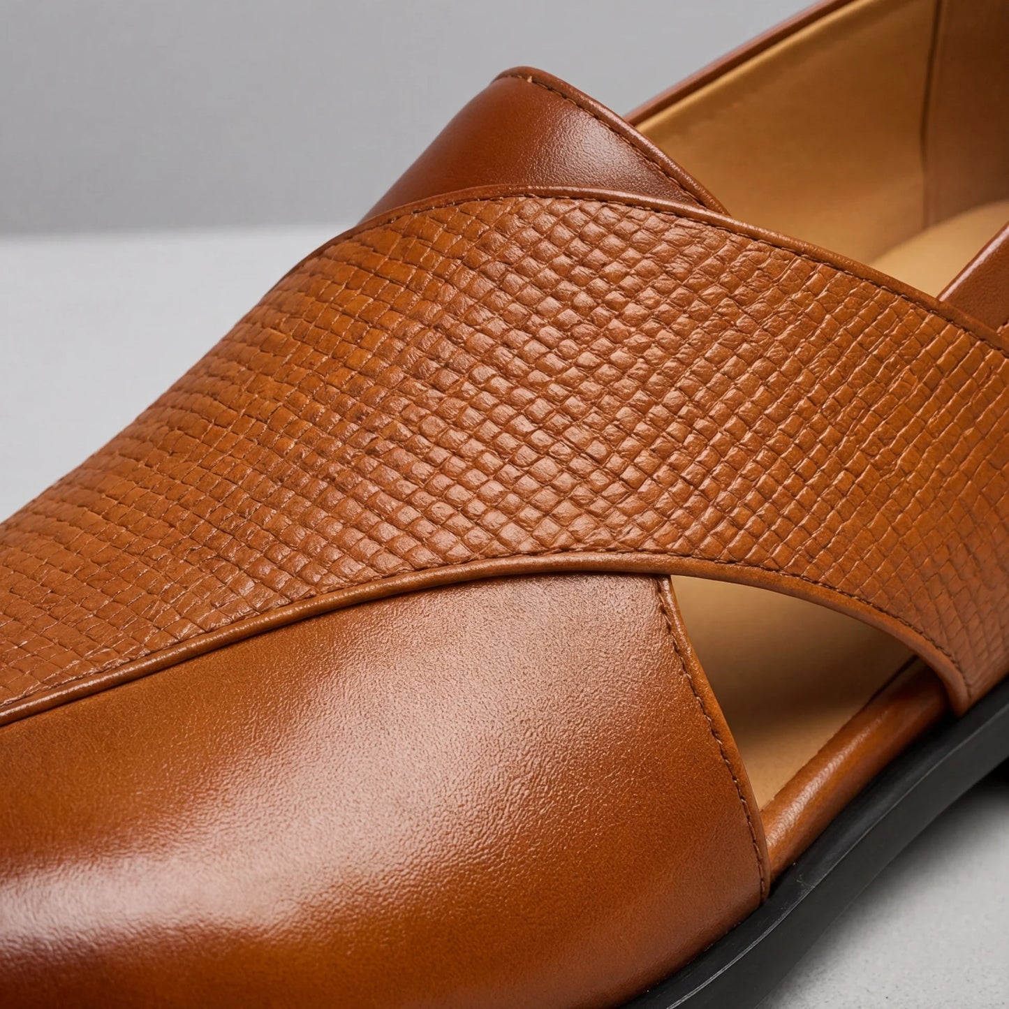 Men’s Leather-Look Cross-Strap Loafers