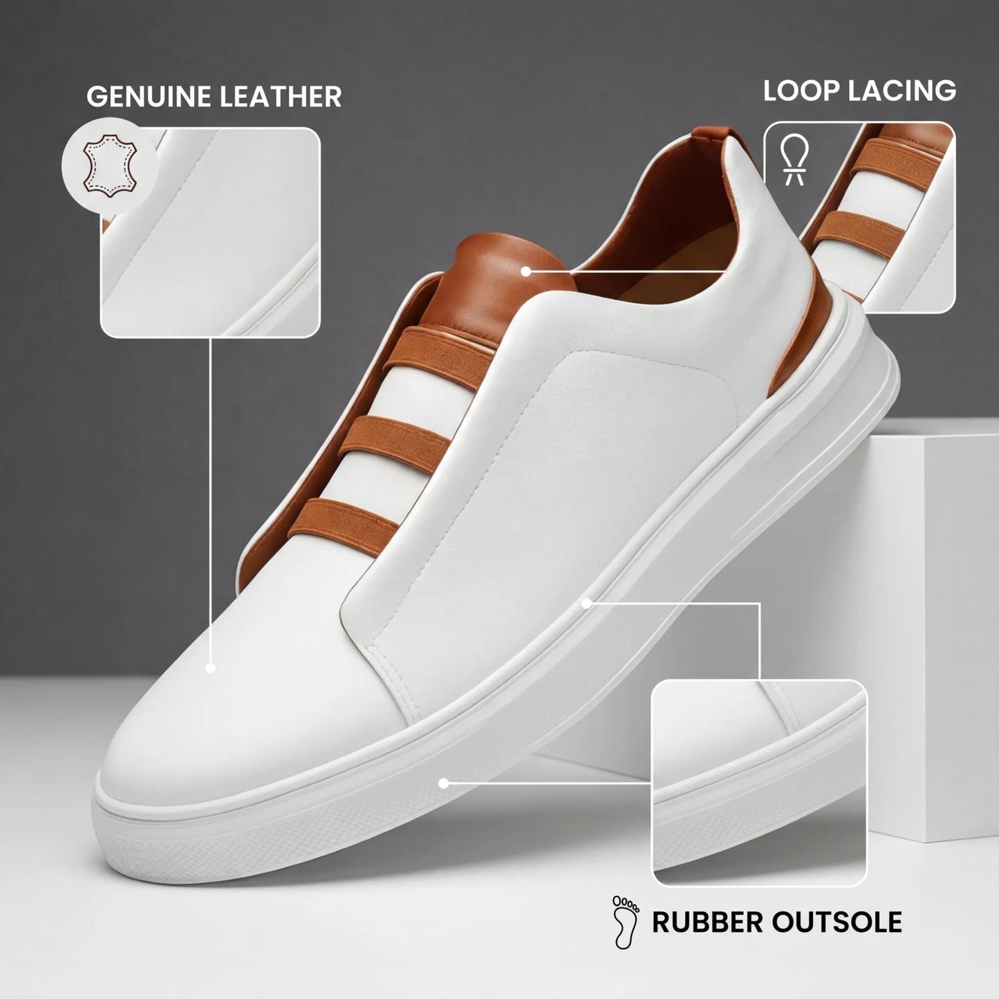 Men’s Leather-Look Casual Slip-On Trainers