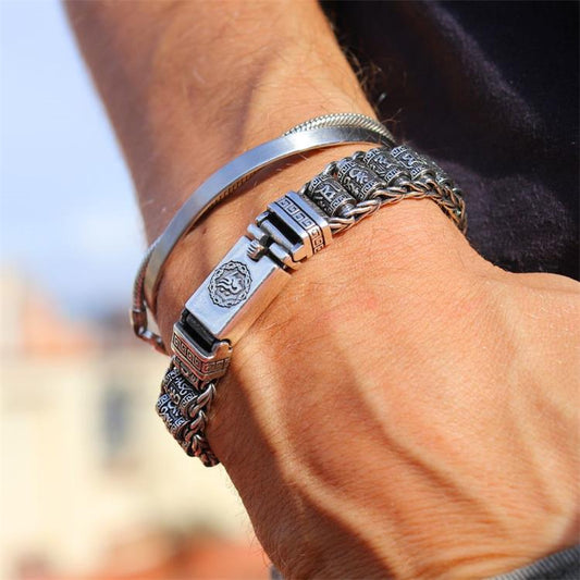Prayer Wheel Charm Bracelet in Silver-Tone Alloy