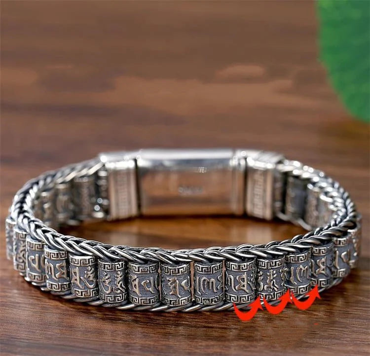 Prayer Wheel Charm Bracelet in Silver-Tone Alloy