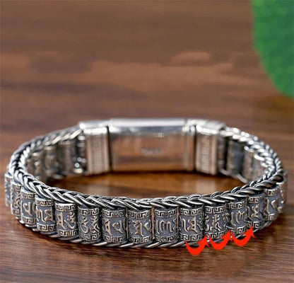 Prayer Wheel Charm Bracelet in Silver-Tone Alloy