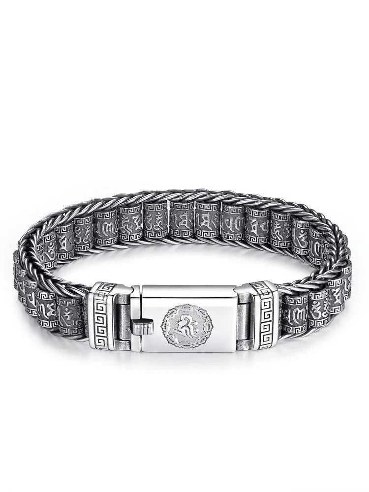 Prayer Wheel Charm Bracelet in Silver-Tone Alloy
