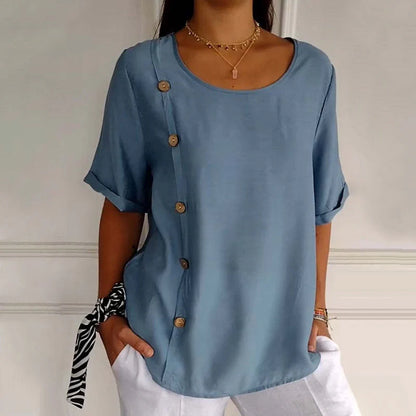 Women’s Linen Side Button Relaxed Blouse