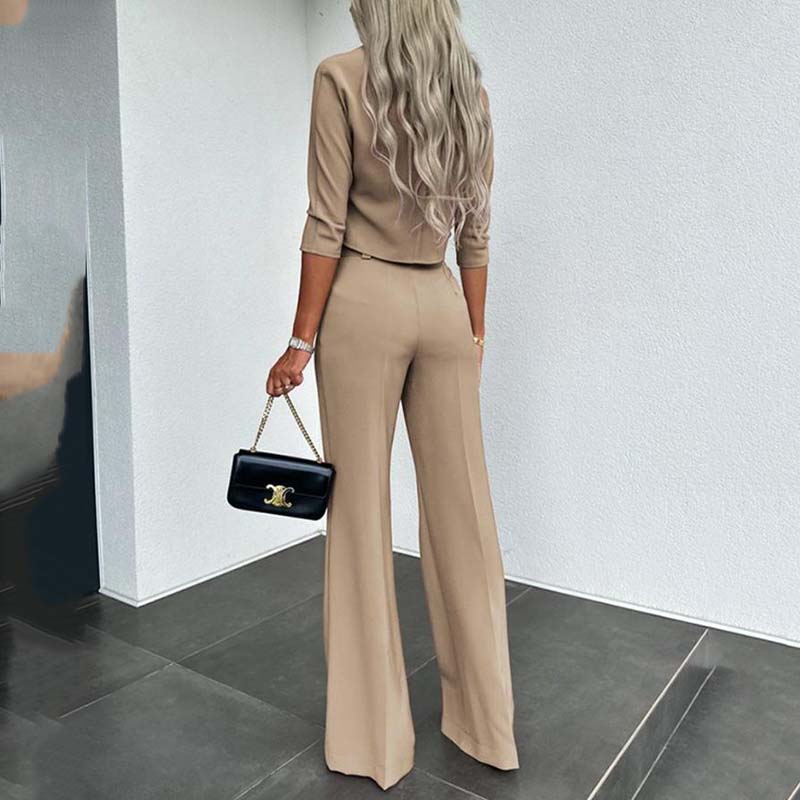 Women’s Tailored Crop Top and Wide Leg Trousers Co-Ord Set