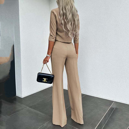 Women’s Tailored Crop Top and Wide Leg Trousers Co-Ord Set
