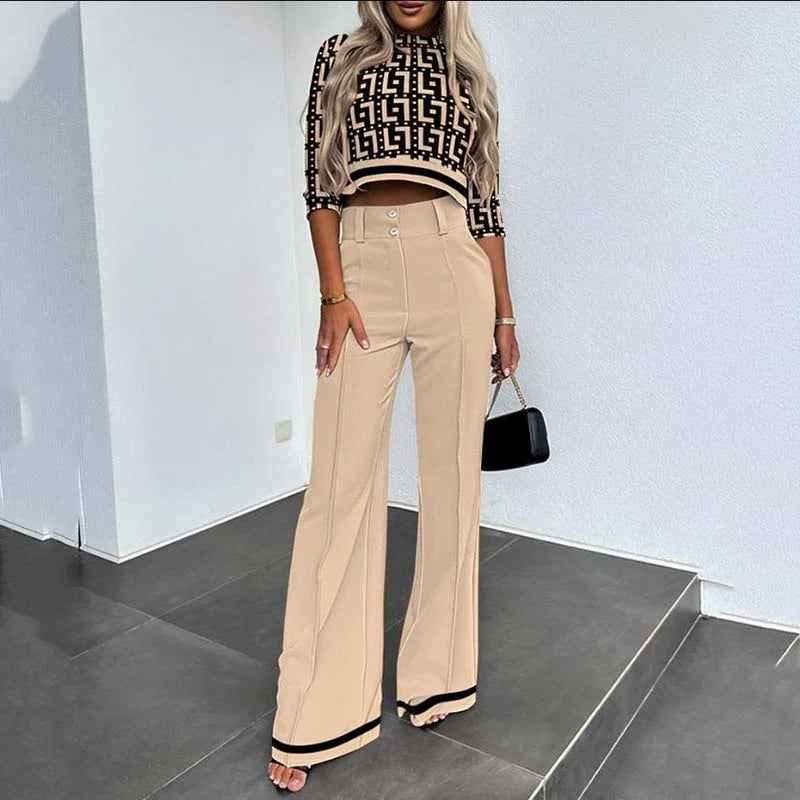 Women’s Tailored Crop Top and Wide Leg Trousers Co-Ord Set