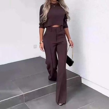 Women’s Tailored Crop Top and Wide Leg Trousers Co-Ord Set