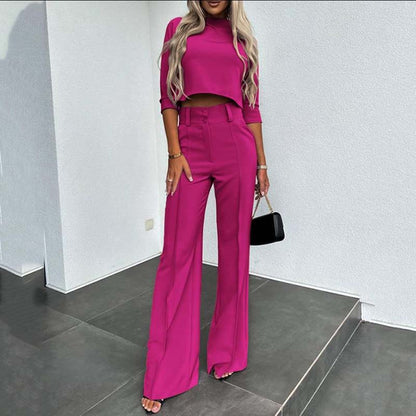 Women’s Tailored Crop Top and Wide Leg Trousers Co-Ord Set