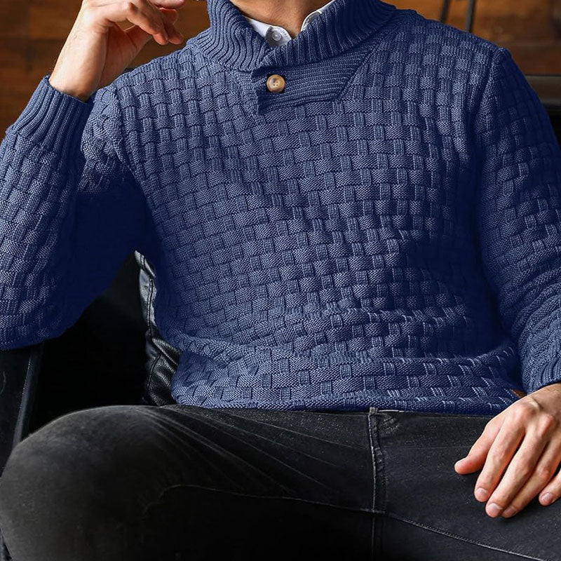 Men’s Basket-Weave Stand Collar Knit Jumper