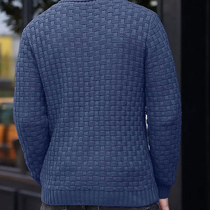 Men’s Basket-Weave Stand Collar Knit Jumper