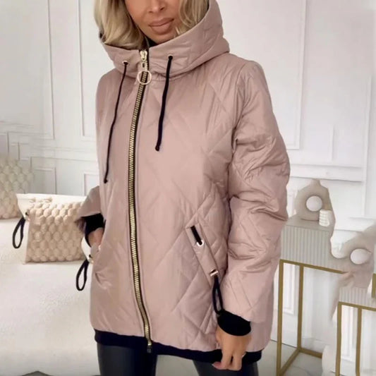 Women’s Quilted Winter Puffer Jacket with High Collar