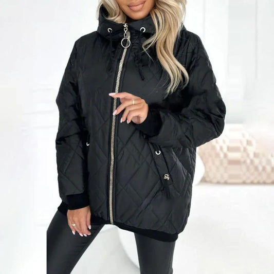 Women’s Quilted Winter Puffer Jacket with High Collar