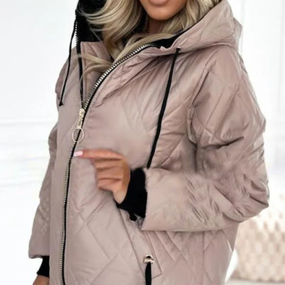 Women’s Quilted Winter Puffer Jacket with High Collar