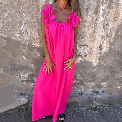 Women's elegant maxi dress with floral strap