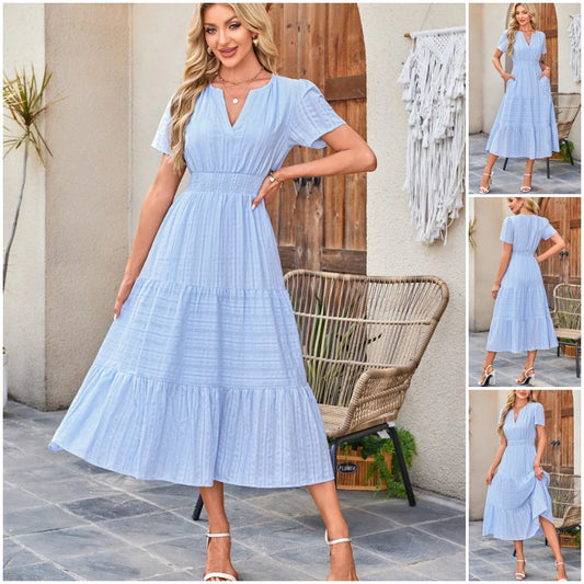 Women’s Tiered V-Neck Midi Dress