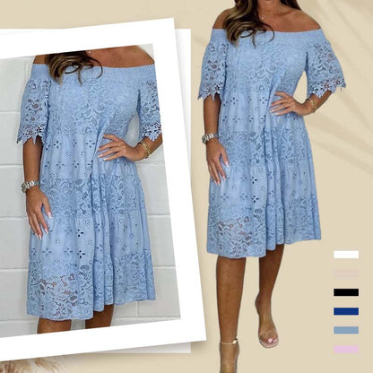 Women’s Off-Shoulder Lace Midi Dress