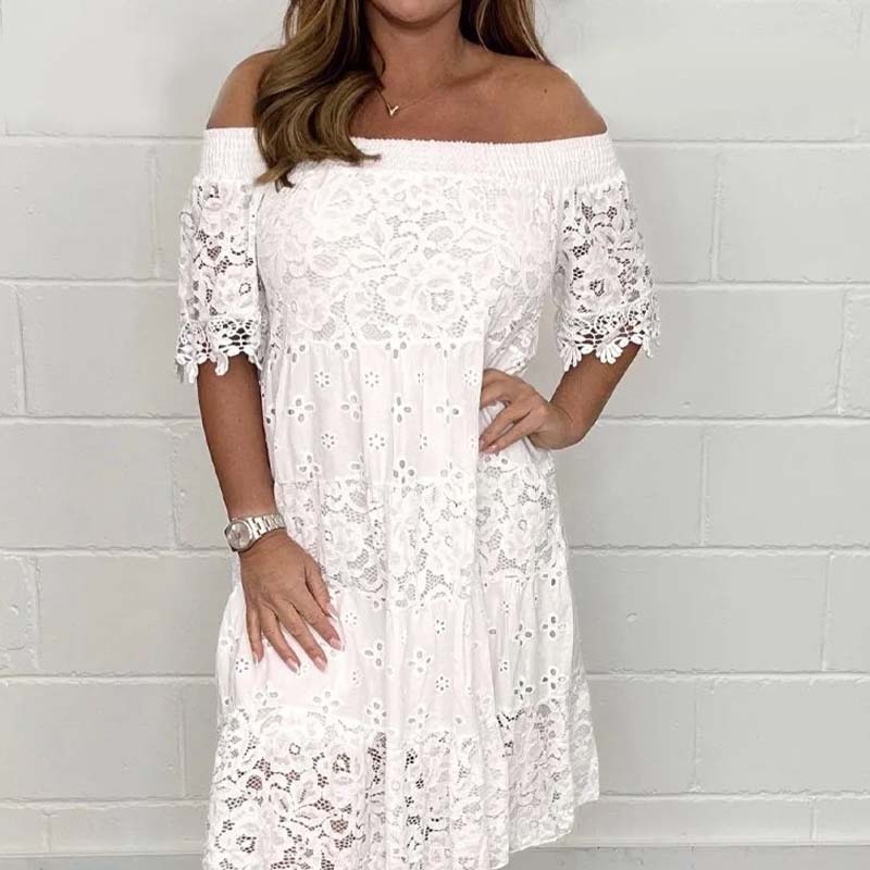 Women’s Off-Shoulder Lace Midi Dress