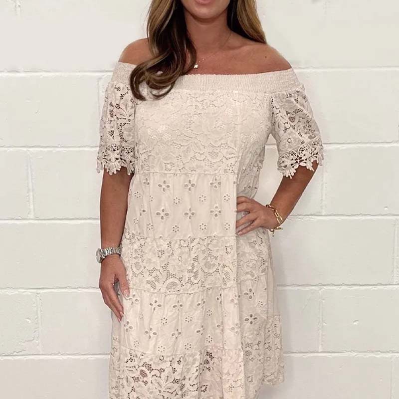 Women’s Off-Shoulder Lace Midi Dress