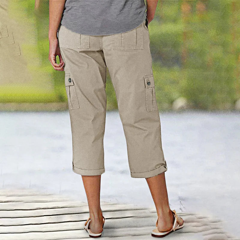Women's Multi-Pocket Cargo Capri Trousers