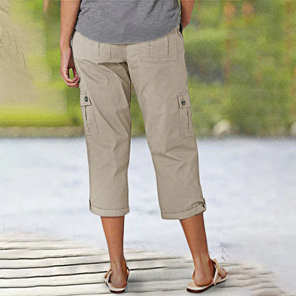 Women's Multi-Pocket Cargo Capri Trousers
