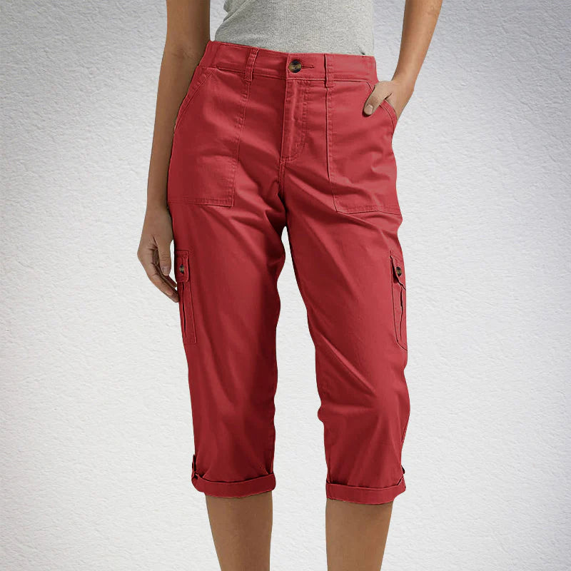 Women's Multi-Pocket Cargo Capri Trousers