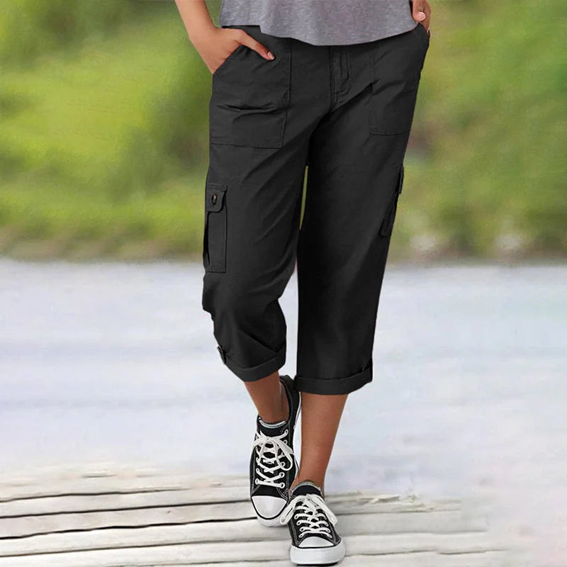 Women's Multi-Pocket Cargo Capri Trousers