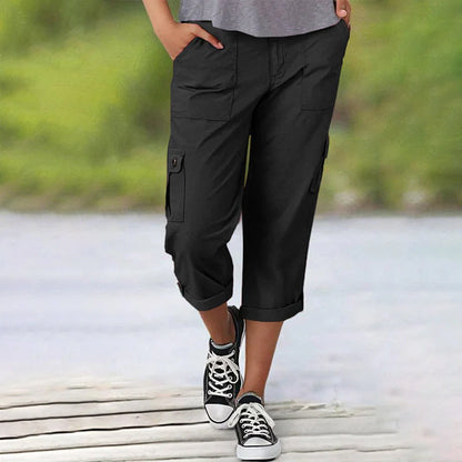 Women's Multi-Pocket Cargo Capri Trousers